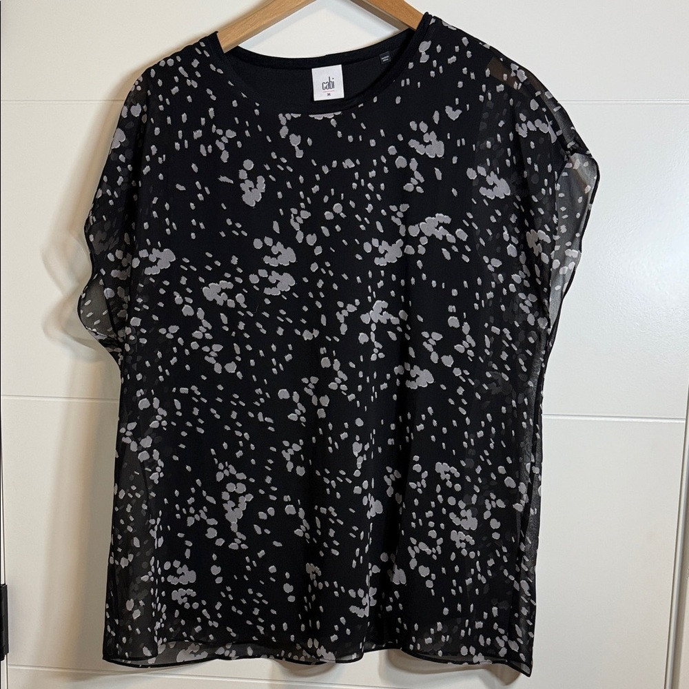 CAbi Black and White Sheer Blouse